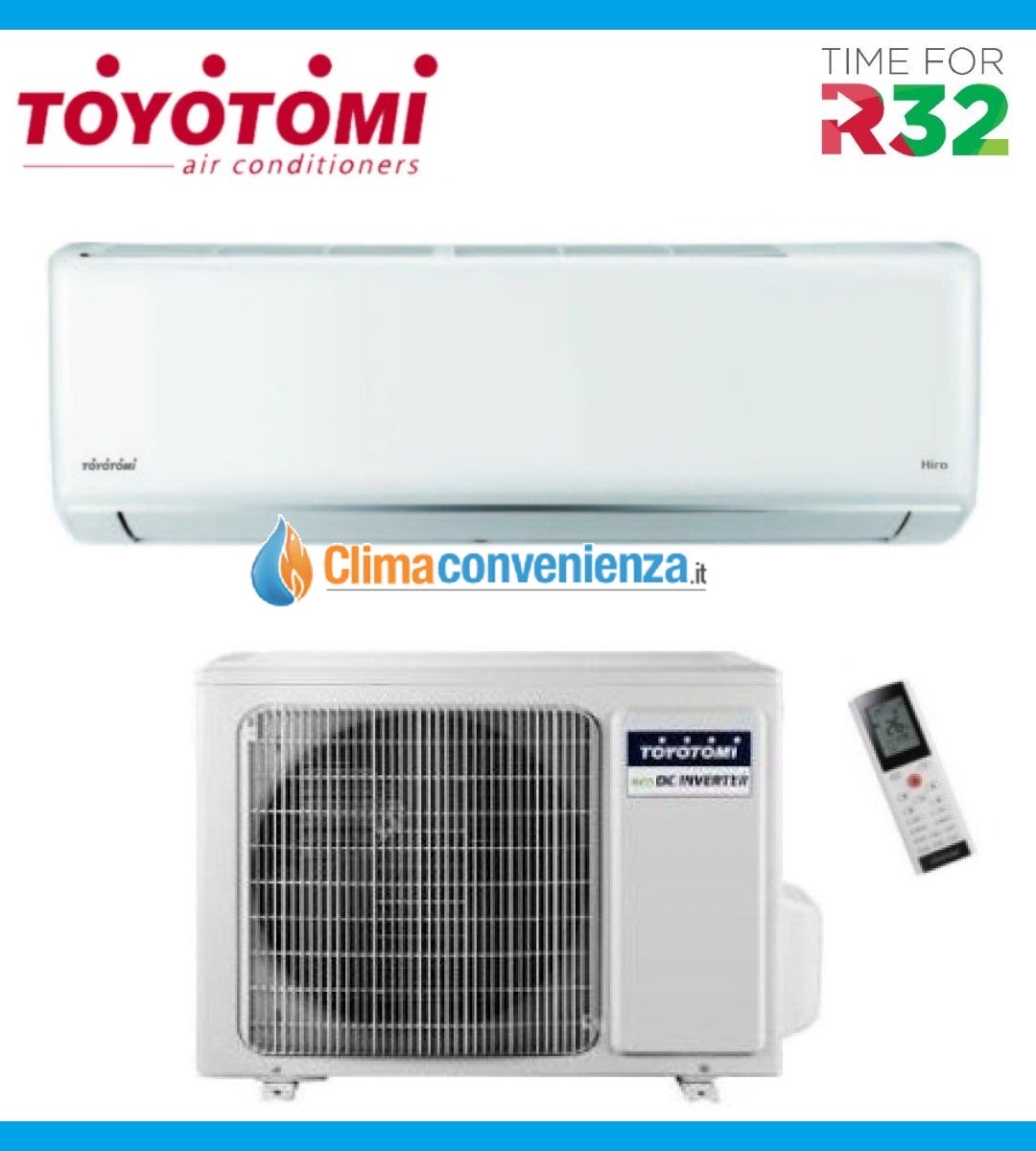 toyotomi climatizzatore condizionatore toyotomi inverter serie hiro 9000 btu r 32 wi fi incluso classe aa ean 8059657005022