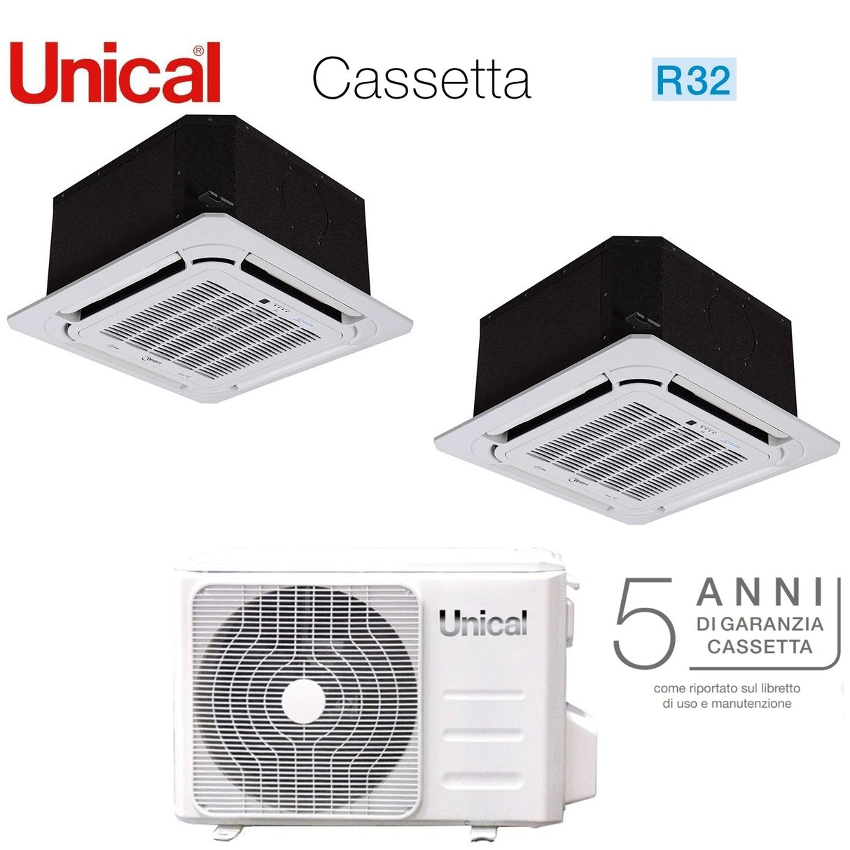 unical climatizzatore condizionatore unical dual split inverter a cassetta 1818 con kmx4 28he r 32 1800018000