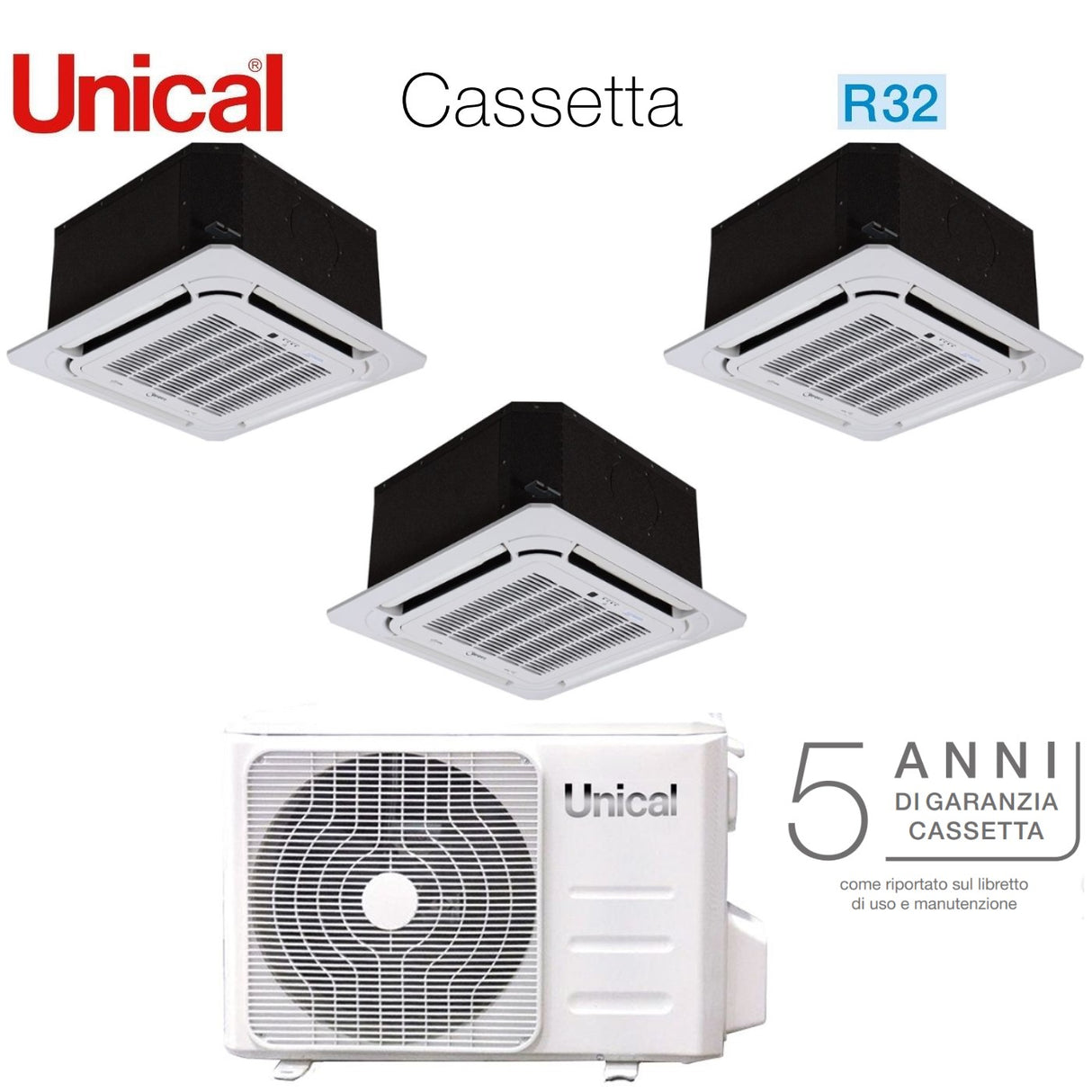 unical climatizzatore condizionatore unical trial split inverter a cassetta 121218 con kmx4 36he r 32 120001200018000
