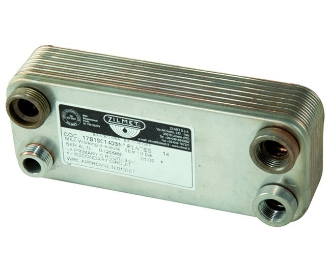 zilmet scambiatore saldobrasato zilmet per caldaia murale beretta meteo e super meteo con 14 piastre modello 17b1901401 ean 8019855011460