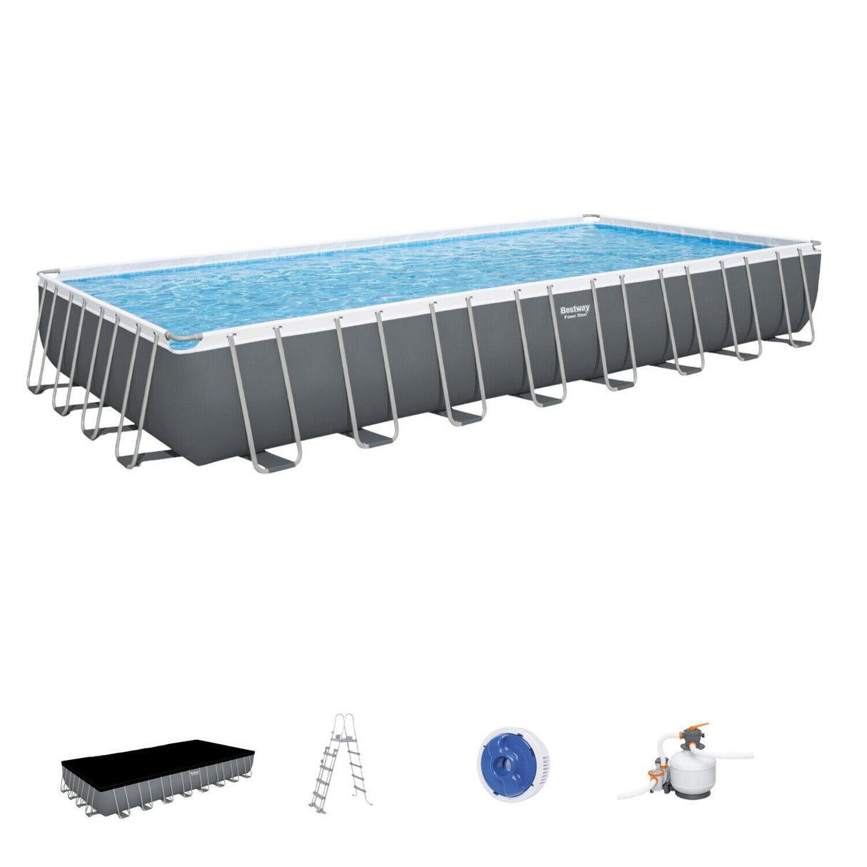 bestway piscina fuori terra bestwey 56623 power steel top di coperturascaletta rampa esternapompa filtrante 956x488x132h 52 231 litri