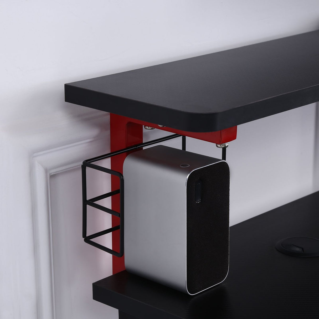 easycomfort easycomfort scrivania gaming con ripiano monitor con gancio e portabicchieri nero