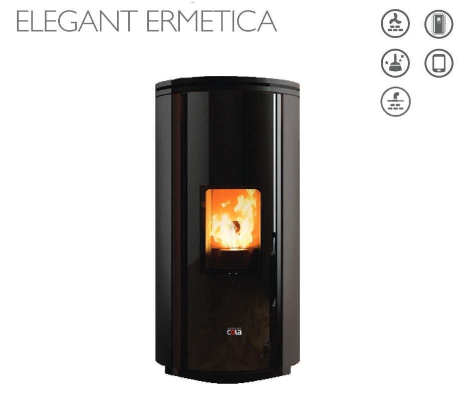 anselmo cola stufa a pellet anselmo cola extraflame modello elegant ermetica 85 kw disponibile in vari colori corten