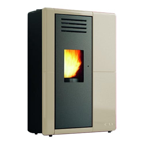 anselmo cola stufa a pellet ventilata anselmo cola cupido 813 kw in acciaio maiolica wi fi integrato con telecomando incluso disponibile in vari colori