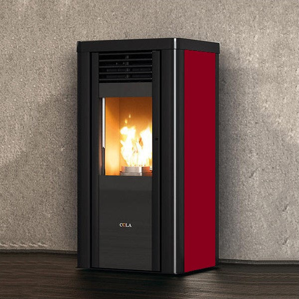 anselmo cola stufa a pellet ventilata anselmo cola pupilla 1101 kw in acciaio maiolica wi fi integrato con palmare incluso disponibile in vari colori