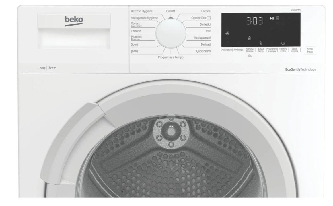 beko asciugatrice a carico frontale beko 9 kg smart touch drx927wn a ean 8690842415555