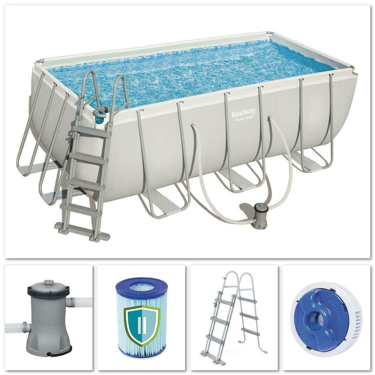 bestway piscina bestway fuori terra da giardino con pompa scala 412x201x122h power steel frame 56456