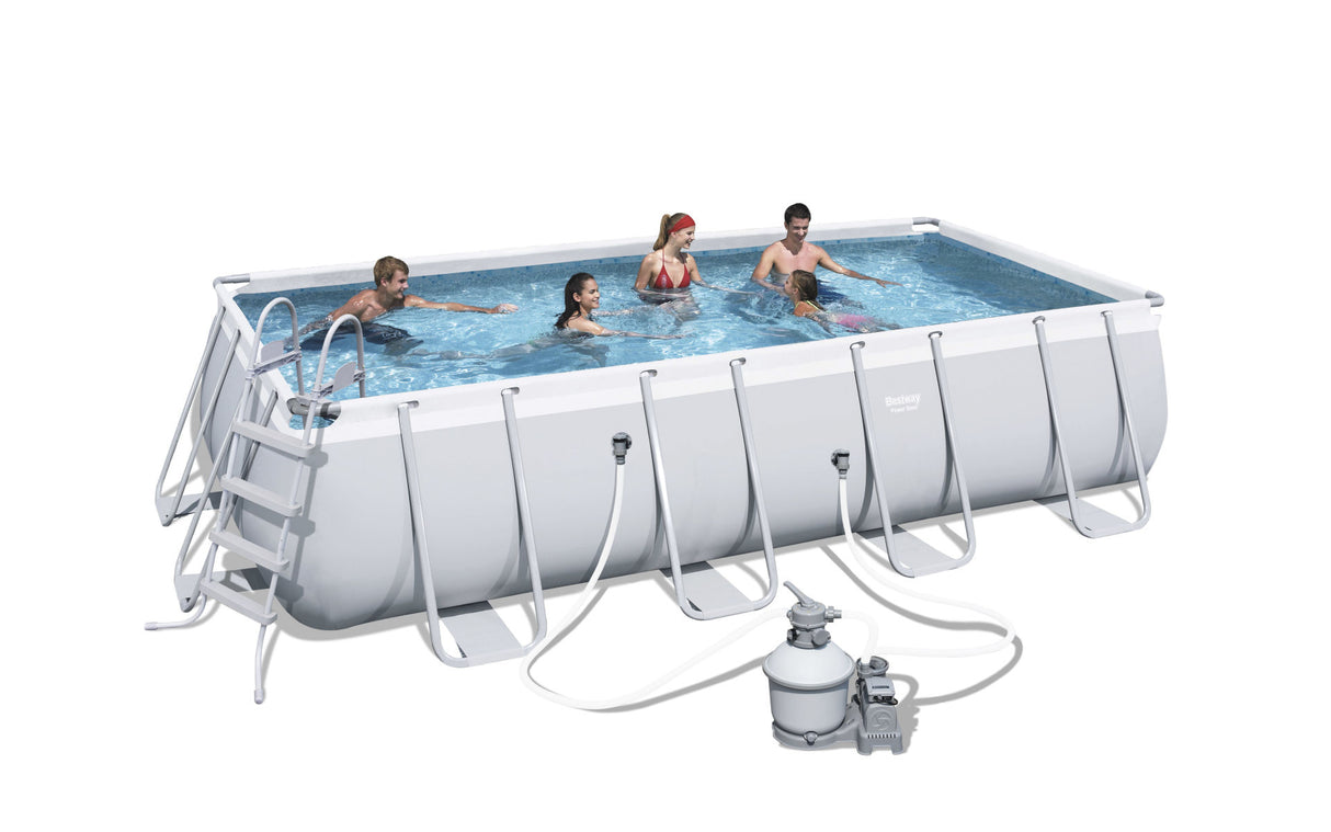 bestway piscina bestway fuori terra rettangolare power steel con telaio e scaletta filtro a sabbia da 3 785 lh cod 56466