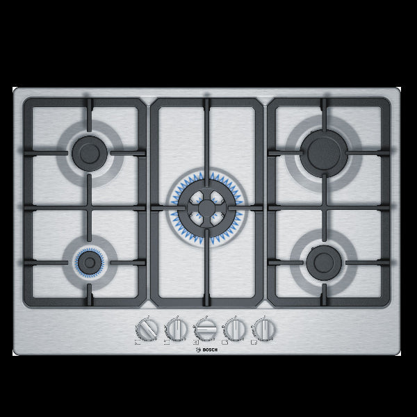 bosch piano cottura a gas bosch serie 4 pgq7b5b90 5 fuochi l75xp52 stainless steel ean 4242005096930