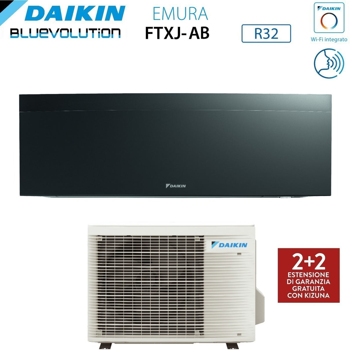 daikin climatizzatore condizionatore daikin bluevolution inverter serie emura black iii 7000 btu ftxj20ab r 32 wi fi integrato classe a garanzia italiana novita