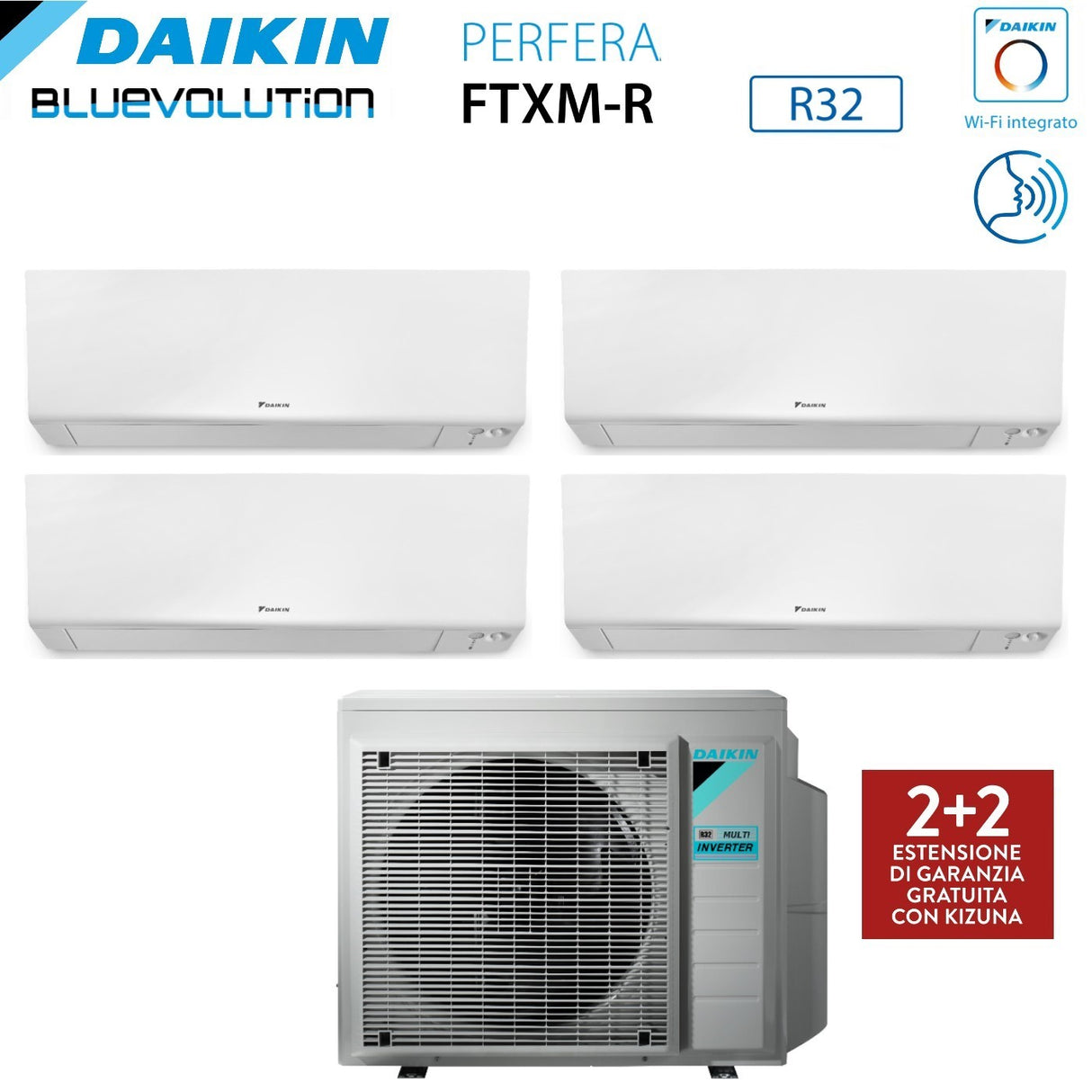 daikin climatizzatore condizionatore daikin bluevolution quadri split inverter serie ftxmr perfera wall 99912 con 4mxm68n r 32 wi fi integrato 90009000900012000 garanzia italiana novita