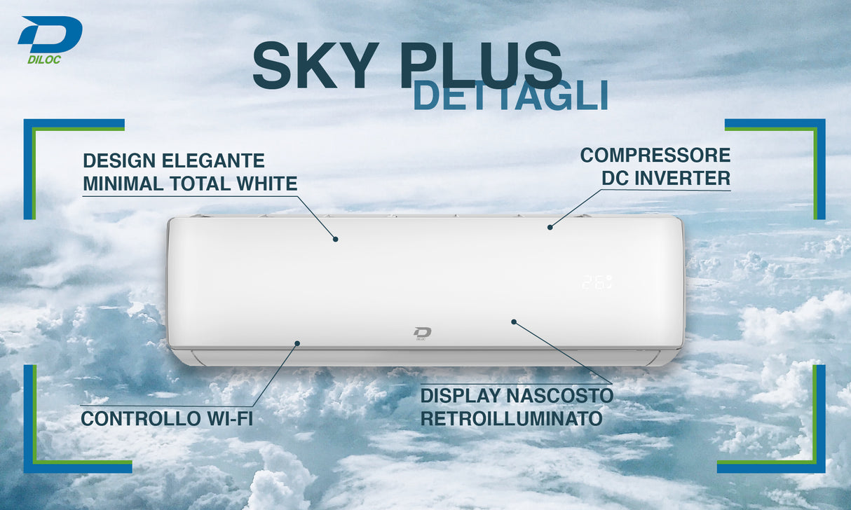 diloc climatizzatore condizionatore diloc inverter serie sky plus 18000 btu d sky18000plus r 32 wi fi integrato classe aa novita