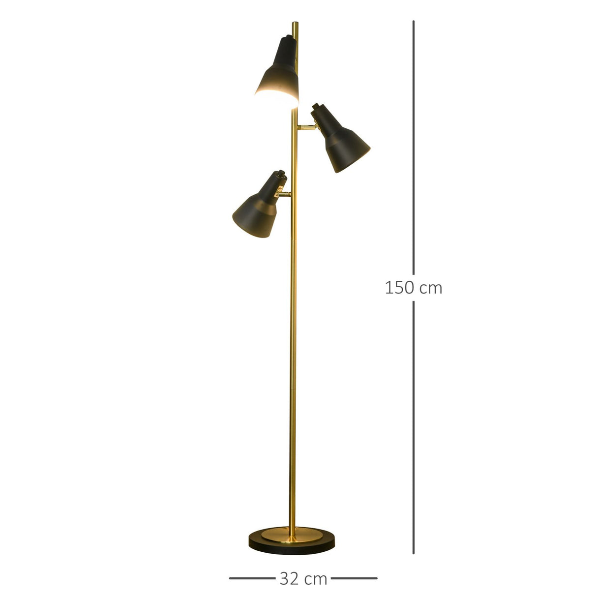 easycomfort easycomfort 150cm lampada da terra 3 paralumi regolabili base rotonda interruttore a pedale ean 8054144131597