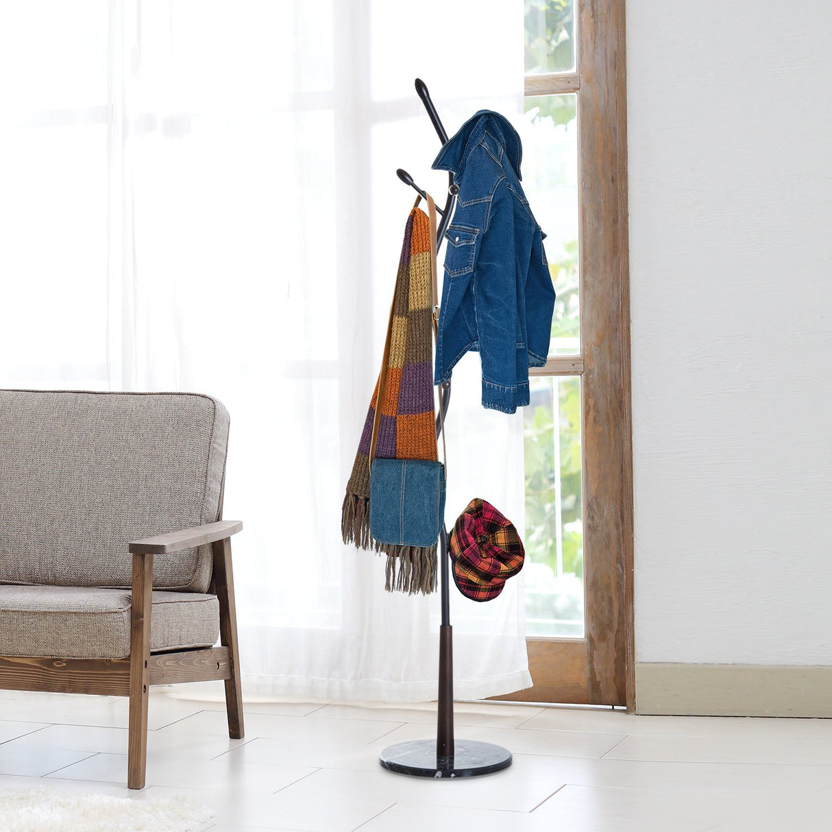 easycomfort easycomfort appendiabiti da terra attaccapanni modello albero con foglie 185cm nero ean 8054111840590