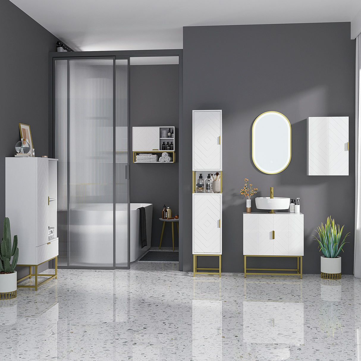 easycomfort easycomfort armadietto bagno a 2 livelli montaggio a parete con ripiani aperti in mdf bianco 60x20x51 cm