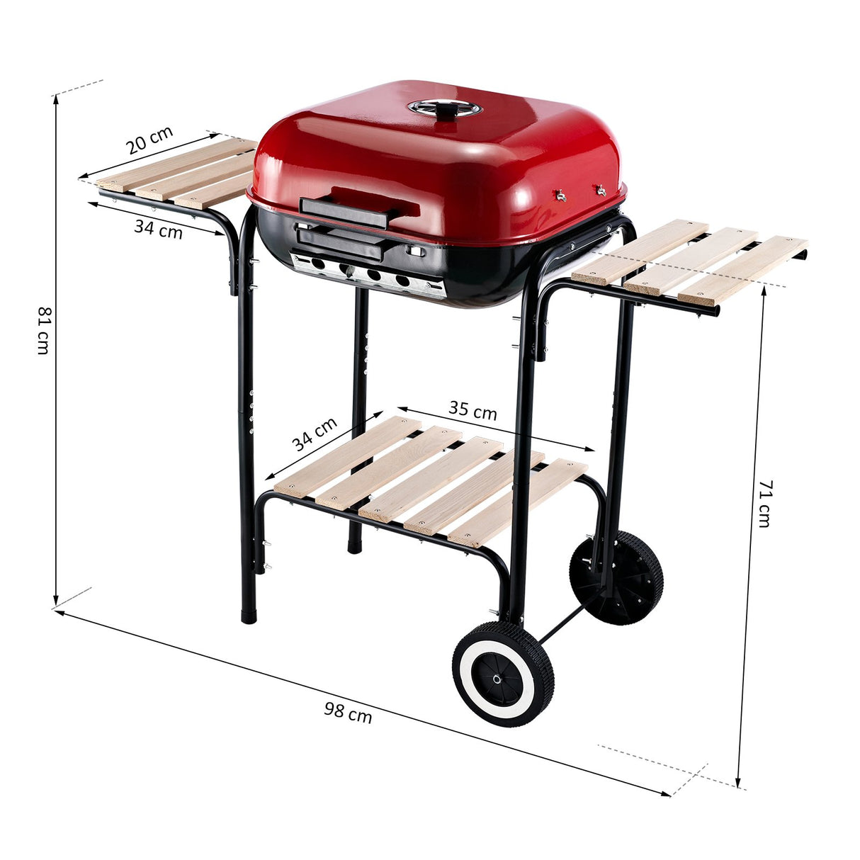 easycomfort easycomfort barbecue a carbonella con coperchio e ruote in acciaio rosso nero ean 8054111847223