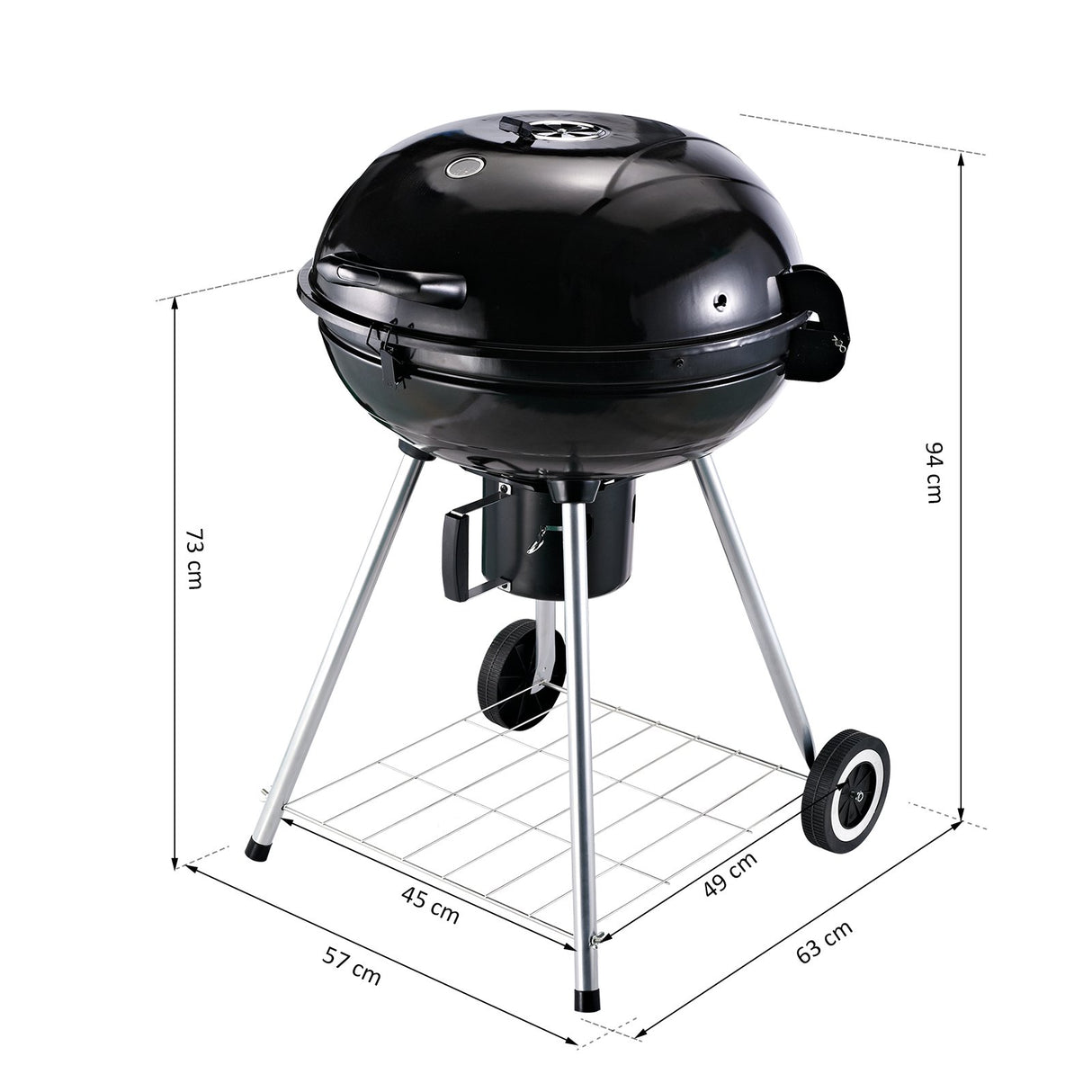easycomfort easycomfort barbecue a carbonella con coperchio e termometro doppia griglia in metallo nero ean 8054144134291