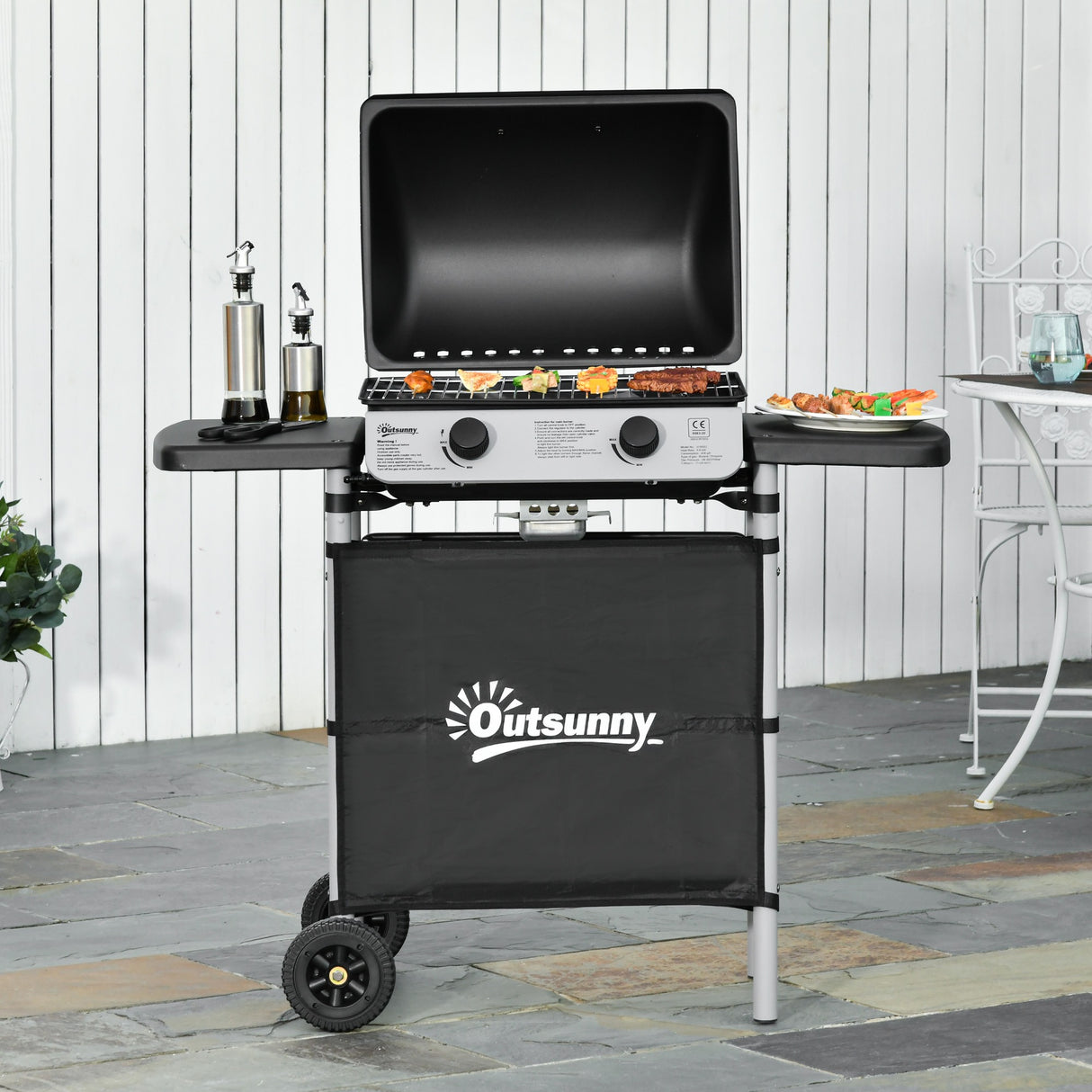 easycomfort easycomfort barbecue a gas con coperchio bruciatori da 5 6kw bbq e ruote 104x49x99cm