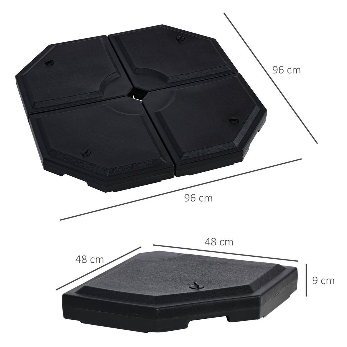 easycomfort easycomfort basamento per ombrellone da giardino con base a croce set 4 mattonelle hdpe impermeabile da riempire 96x96x9cm ean 8054144138305