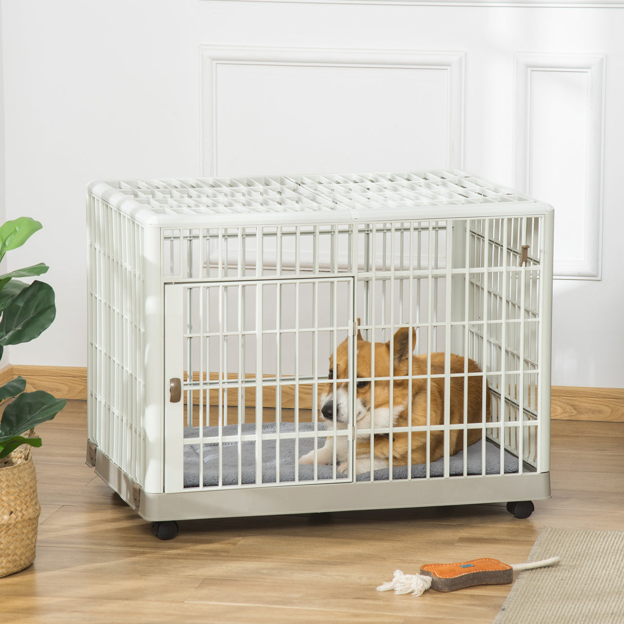 easycomfort easycomfort box per cani con fondo removibile e 5 ruote per cani fino a 18kg 81x55 5x62 5cm beige