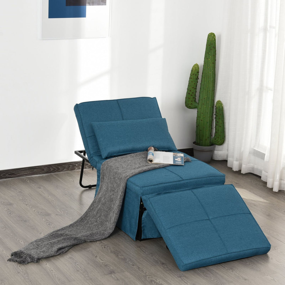 easycomfort easycomfort brandina pieghevole 2 in 1 trasformabile in pouf con schienale regolabile blu ean 8055776916019