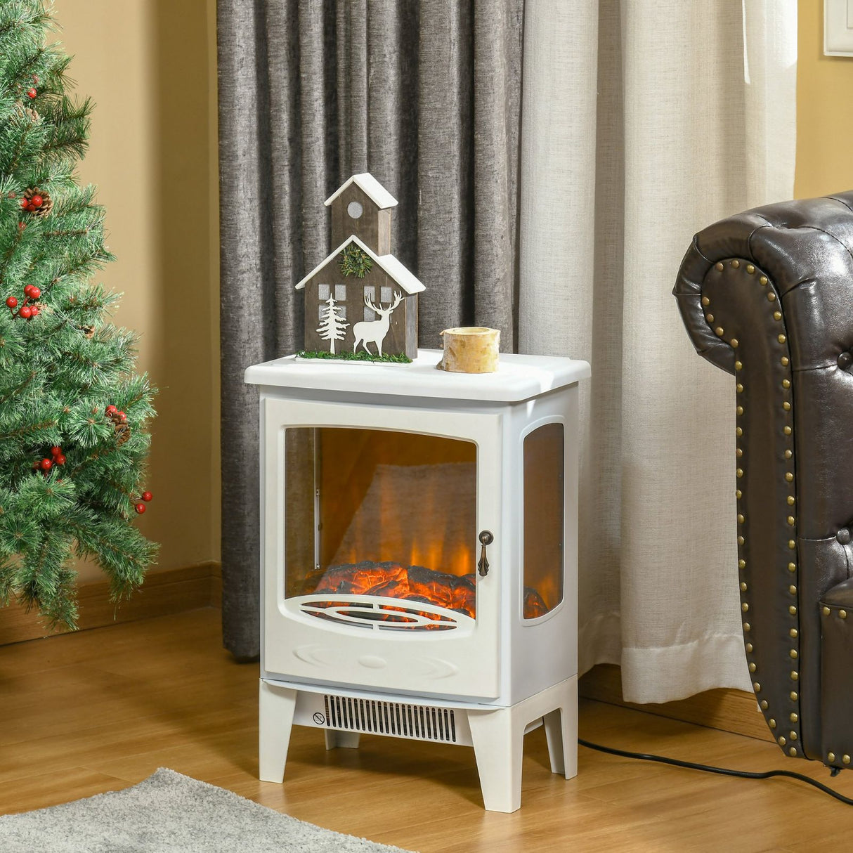 easycomfort easycomfort camino elettrico effetto fiamma e 3 lati aperti temperatura regolabile copertura 20 25m bianco