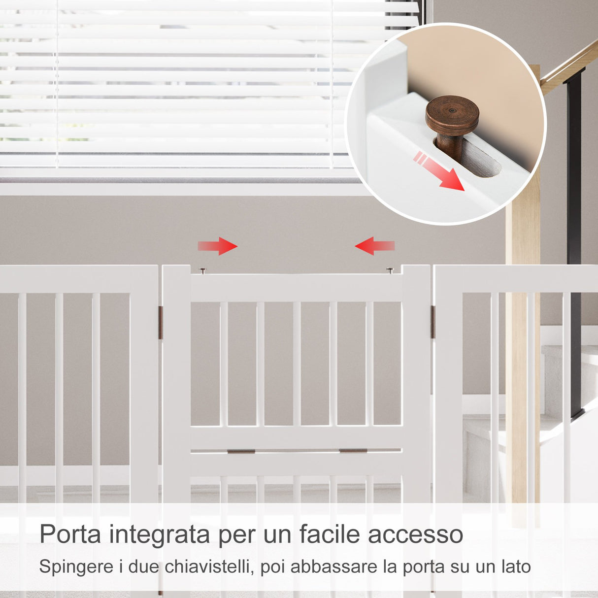 easycomfort easycomfort cancelletto di sicurezza pieghevole per cani e bambini in legno di pino bianco 215x75cm