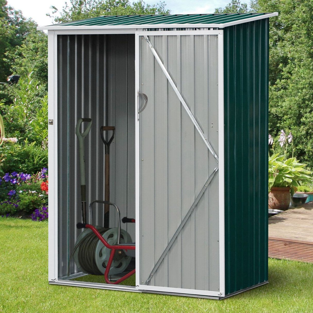 easycomfort easycomfort capanno casetta attrezzi da giardino in acciaio 1 porta con chiavistello verde ean 8055776911649