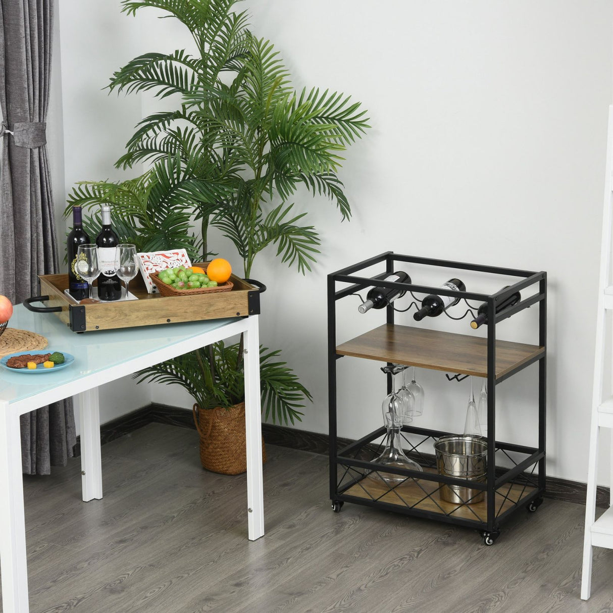 easycomfort easycomfort carrello da cucina mensola cucina portabottiglie portabicchieri vassoio 4 ruote ean 8054111849708