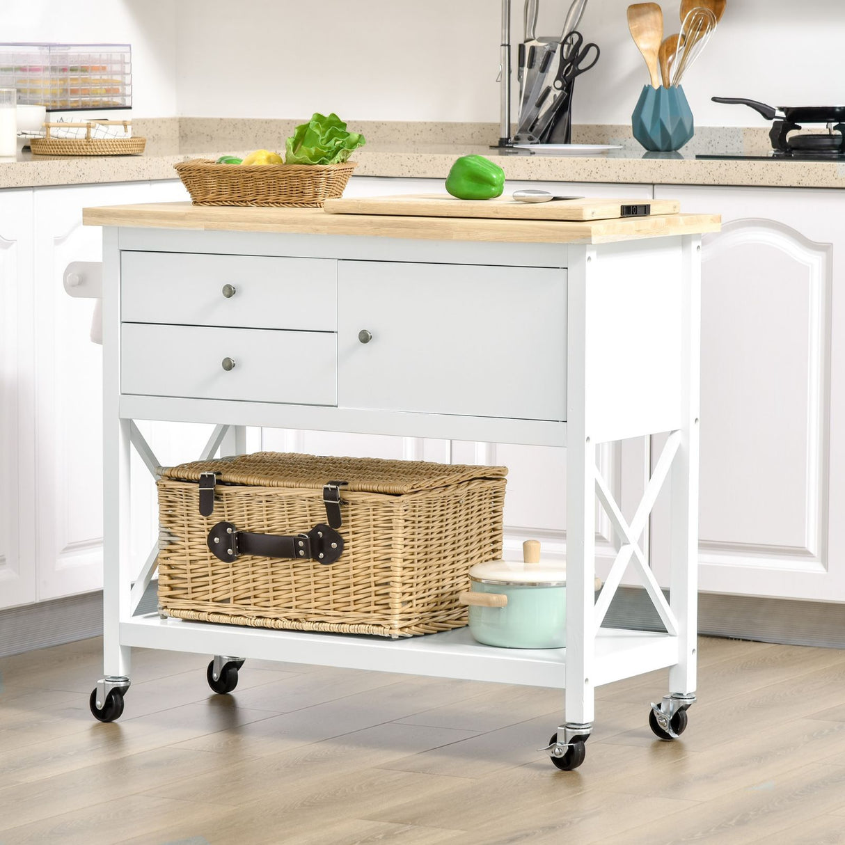 easycomfort easycomfort carrello multiuso da cucina portavivande salvaspazio in legno bianco