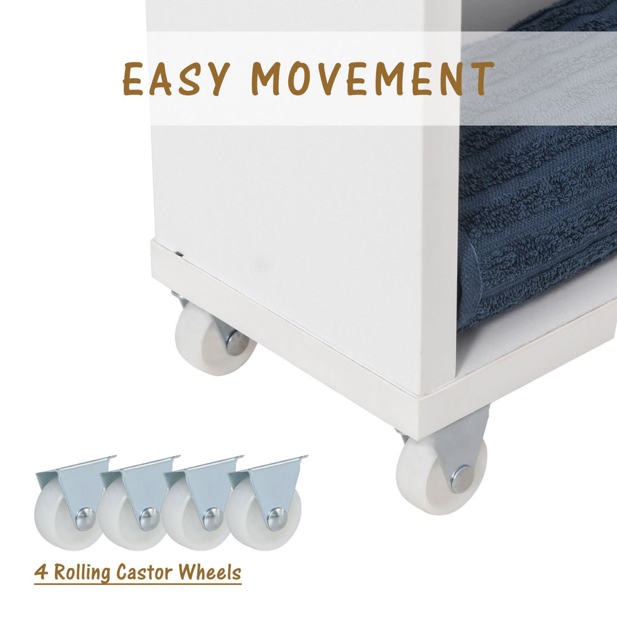 easycomfort easycomfort carrello portaoggetti per il bagno in legno bianco stretto 13cm e con 4 ruote ean 8054111845694