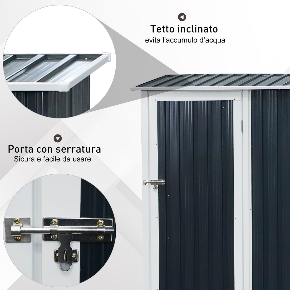 easycomfort easycomfort casetta porta attrezzi capanno in acciaio impermeabile 143cm x 89cm x 186cm ean 8055776912073