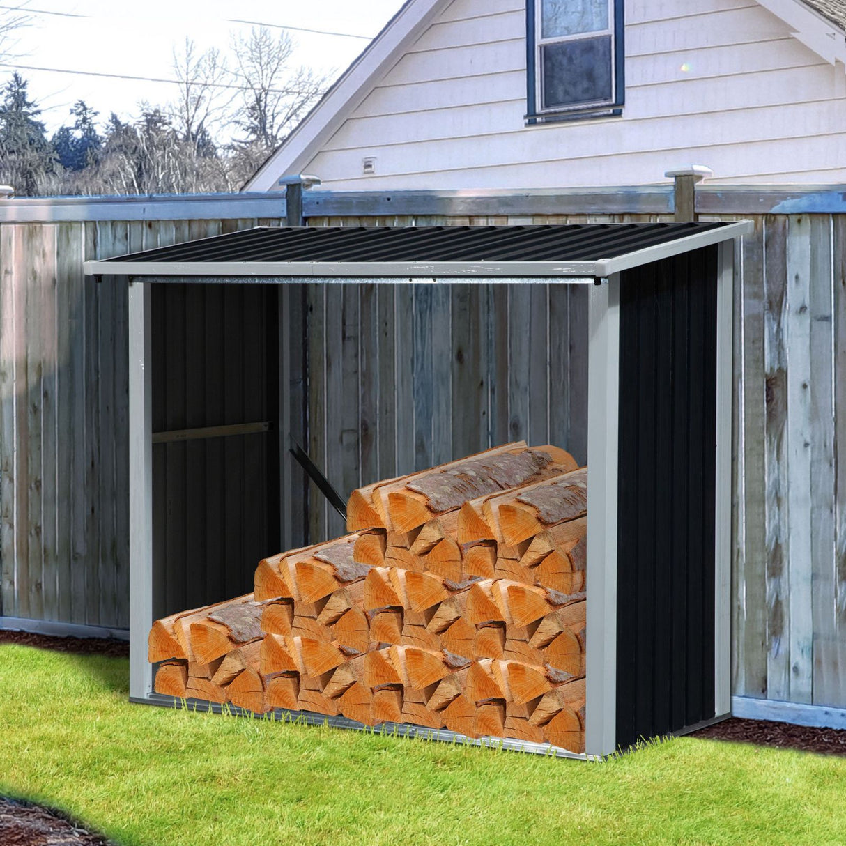 easycomfort easycomfort casetta porta legna legnaia da esterno in acciaio tetto inclinato e scolo acqua ean 8054144136981