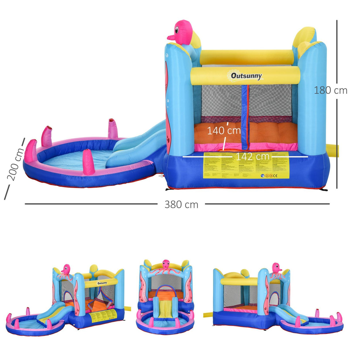 easycomfort easycomfort castello gonfiabile per bambini con scivolo e piscina tema mare ean 8055776912080