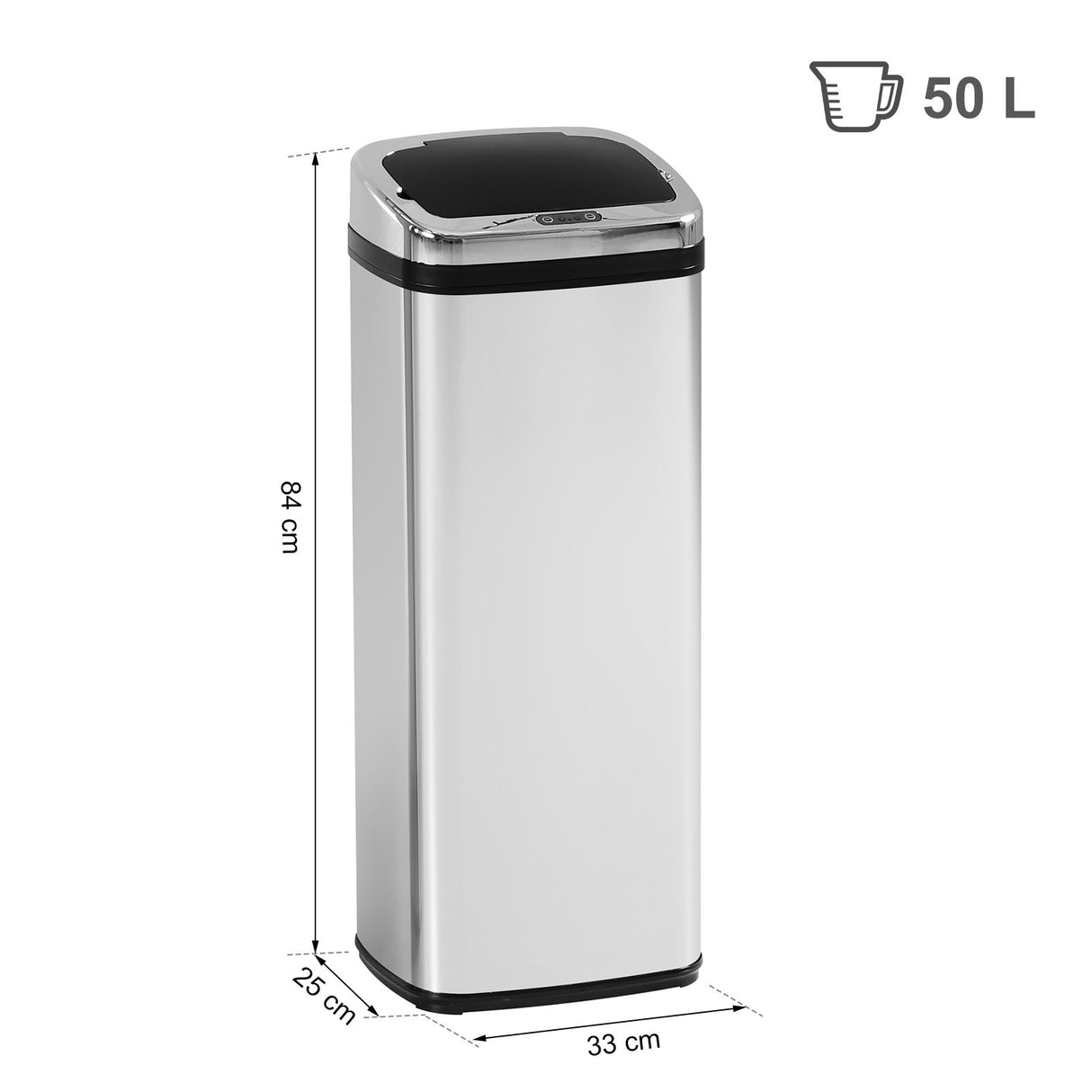 easycomfort easycomfort cestino dei rifiuti rettangolare in acciaio inox con sensore automatico 50l ean 8054111841733