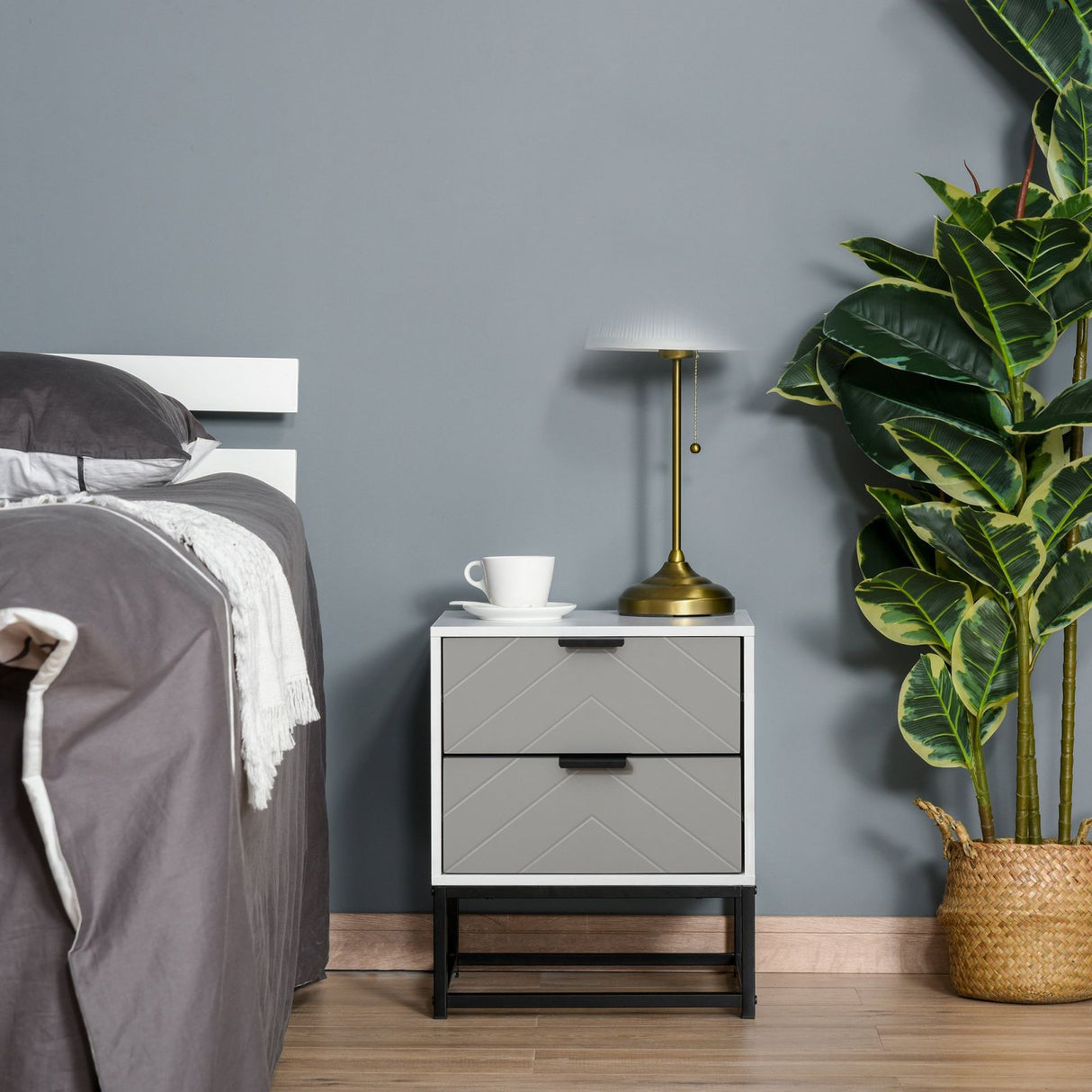 easycomfort easycomfort comodino con 2 cassetti base in metallo mobiletto da salotto e studio ean 8054111847353