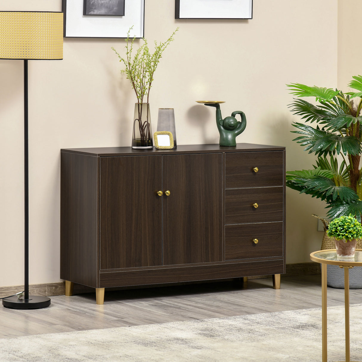 easycomfort easycomfort credenza moderna 3 cassetti e ripiano interno regolabile in mdf 120x42 5x80cm marrone