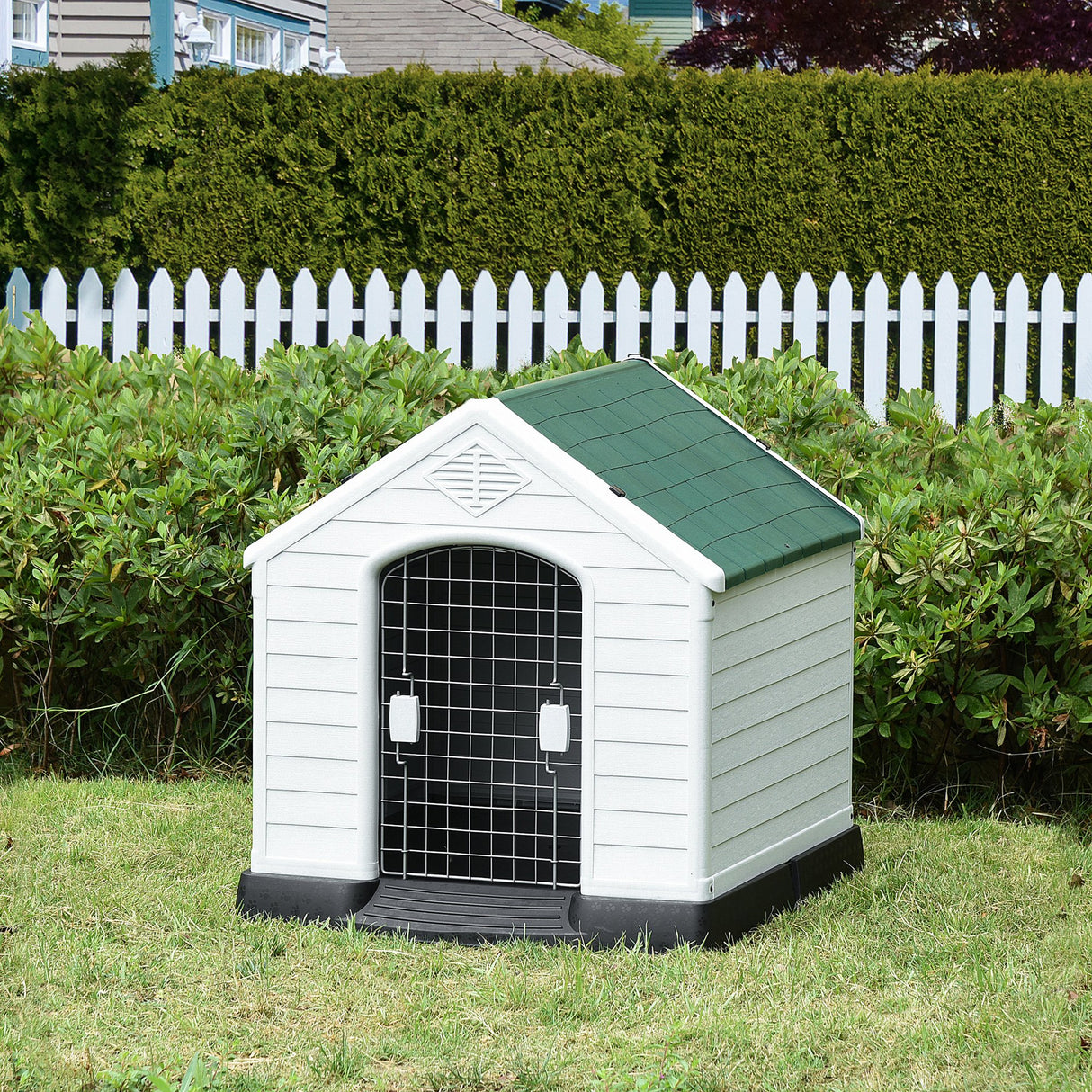 easycomfort easycomfort cuccia in plastica per cani medi da esterno e interno cancello rimovibile 78x87x81cm bianco