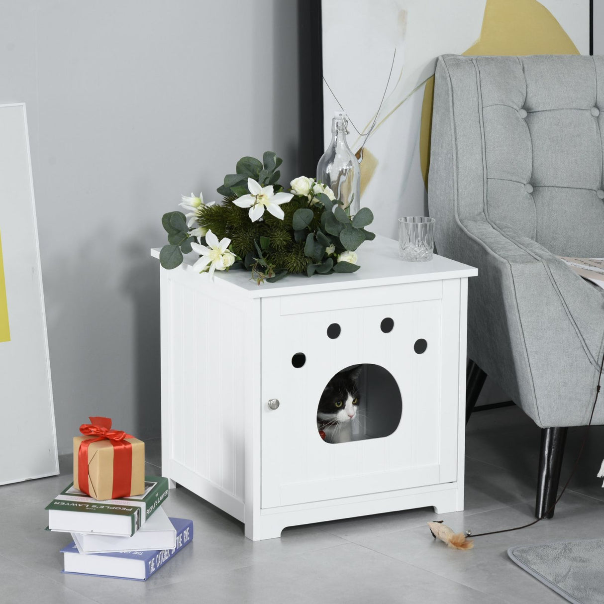 easycomfort easycomfort cuccia per gatti e piccoli cani mobile per lettiera in legno bianco ean 8054111848664