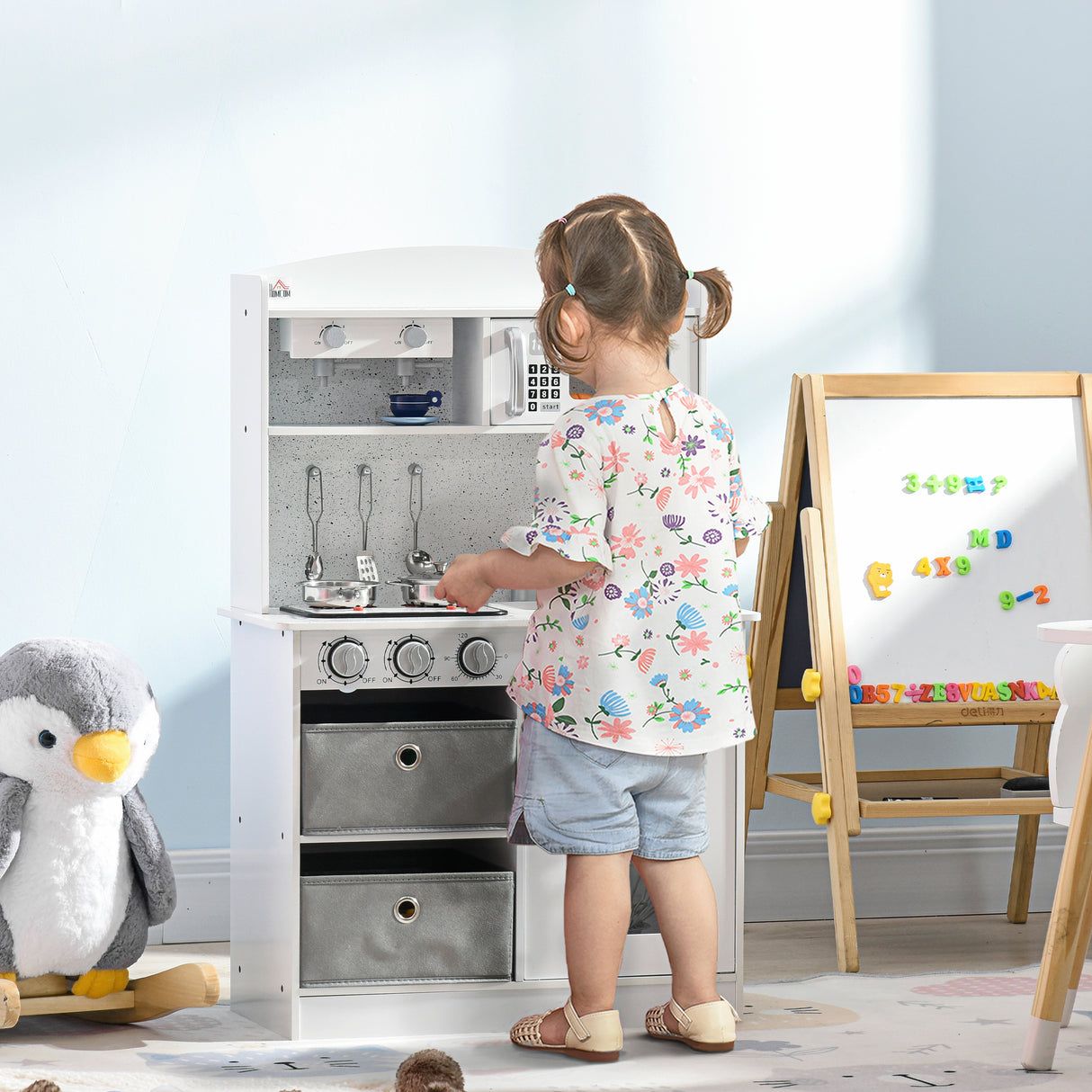 easycomfort easycomfort cucina giocattolo per bambini 3 6 anni con luci e accessori realistici in mdf e pp 60 1x31 7x92 9 cm bianca