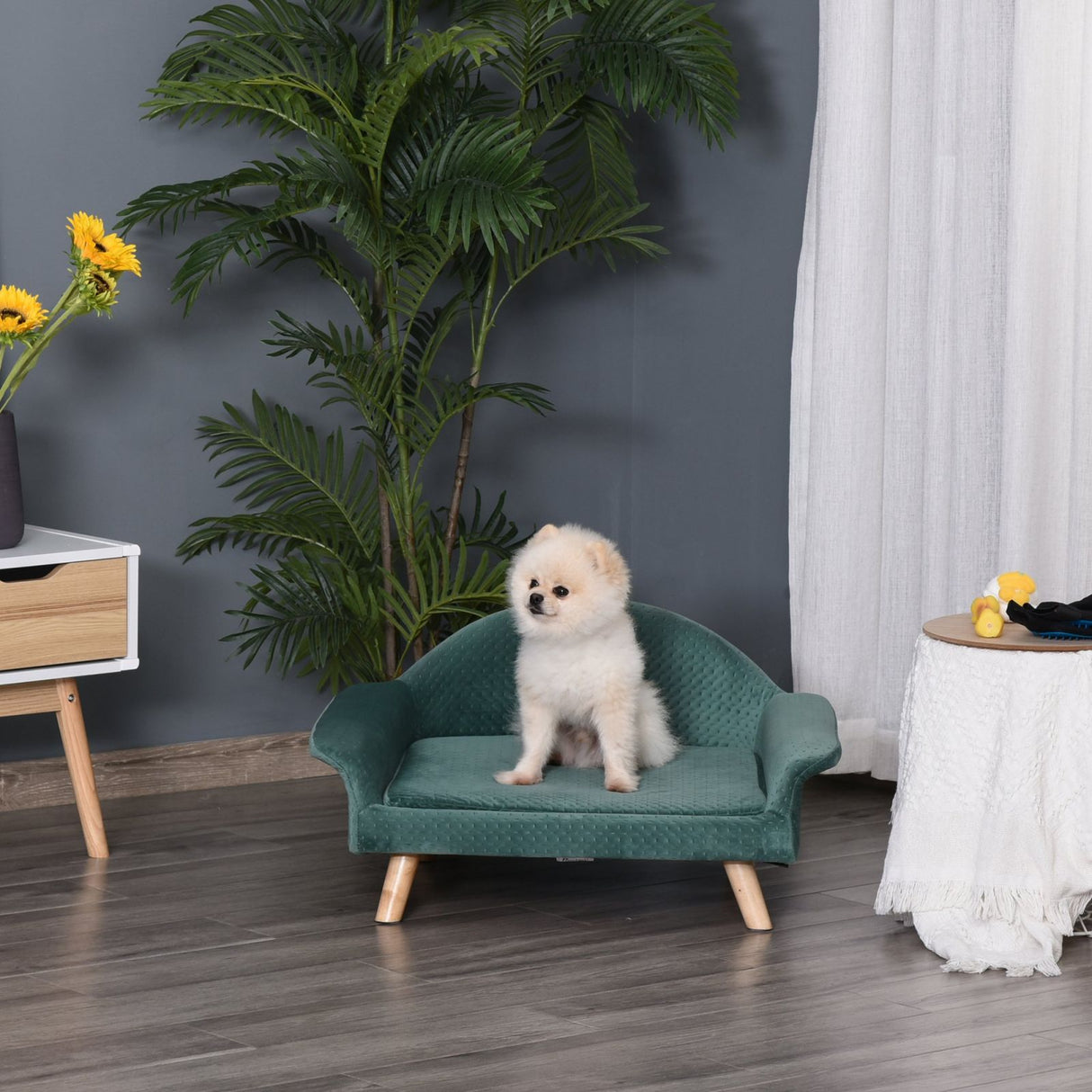 easycomfort easycomfort divanetto per cani e gatti con braccioli e schienale cuccia di design in velluto verde chiaro