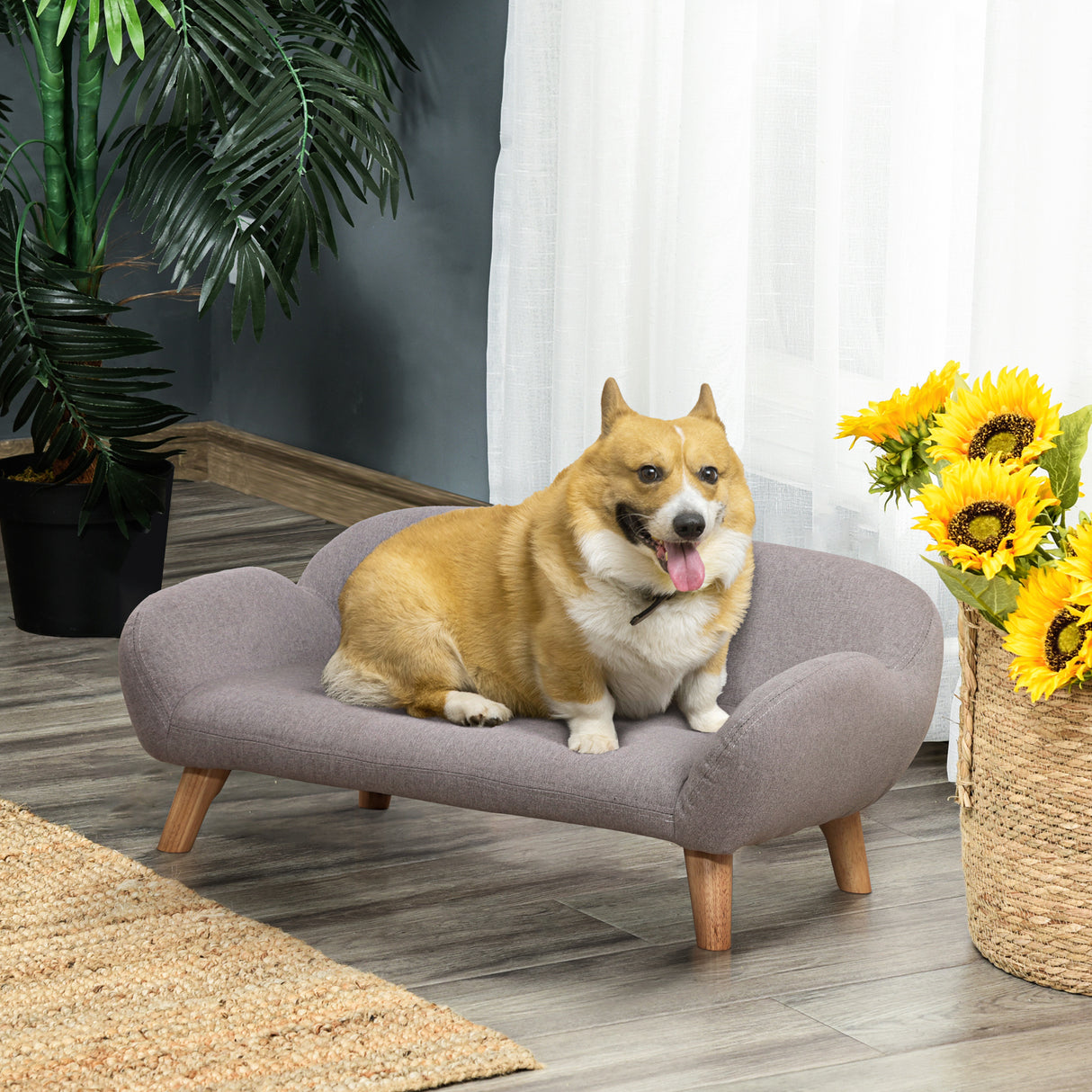 easycomfort easycomfort divanetto per cani e gatti imbottito sfoderabile e lavabile in tessuto grigio chiaro 72x44x31cm