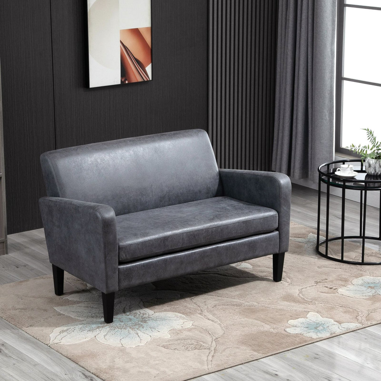 easycomfort easycomfort divano 2 posti con rivestimento in tessuto grigio 122x72x74cm ean 8055776916156