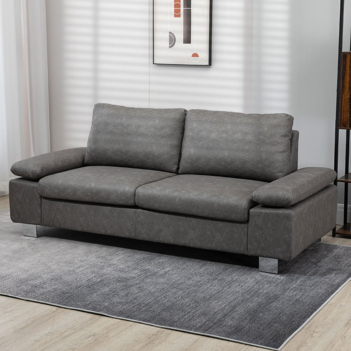easycomfort easycomfort divano 2 posti da salotto e ufficio salvaspazio con seduta imbottita e braccioli regolabili 200x88x86 cm grigio