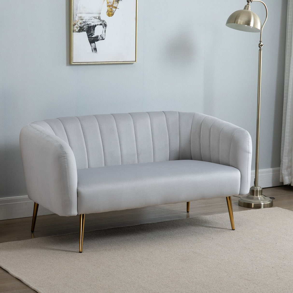 easycomfort easycomfort divano 2 posti design moderno imbottito con braccioli e spalliera grigio ean 8055776914015