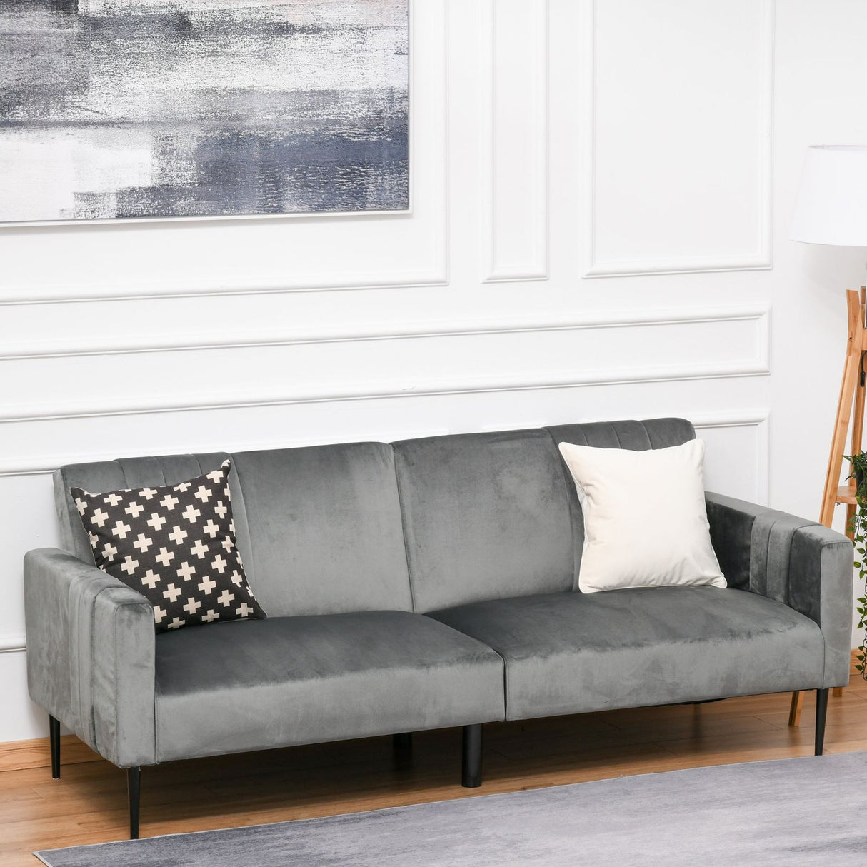 easycomfort easycomfort divano 3 posti con schienale reclinabile in velluto grigio ean 8055776916576