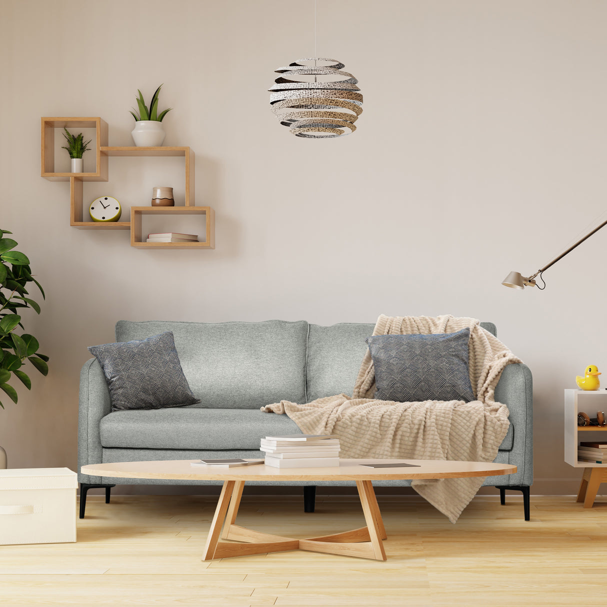 easycomfort easycomfort divano 3 posti in tessuto grigio con 5 piedini e doghe 193x78x71cm