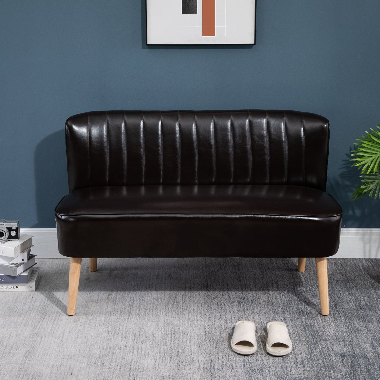 easycomfort easycomfort divano a due posti in similpelle testa di moro per ufficio e soggiorno 117l x 56 5p x 77acm ean 8055776915685