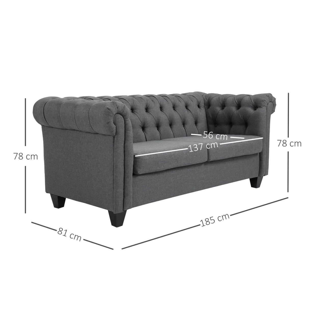 easycomfort easycomfort divano chesterfield 2 posti con rivestimento in tessuto grigio