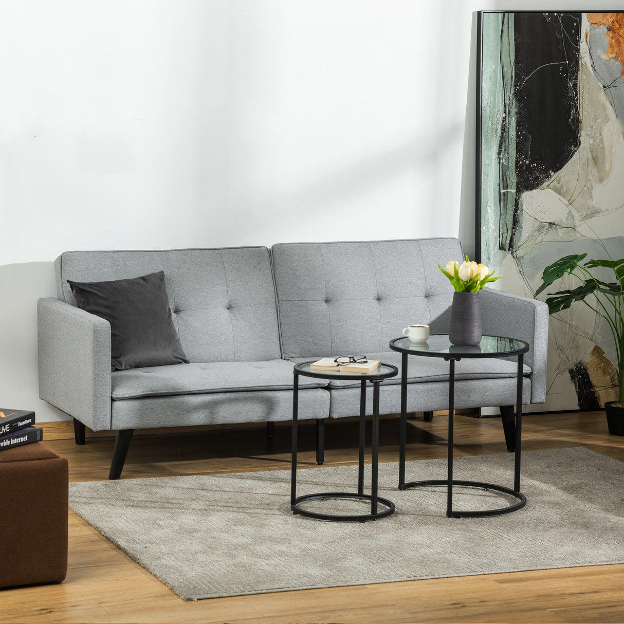 easycomfort easycomfort divano letto a 1 piazza in tessuto e seduta a 3 posti schienale a 3 reclinazioni 198x81x81cm grigio